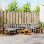 Set di divani da esterno 8 pcs Grigio Naturale e Chiaro