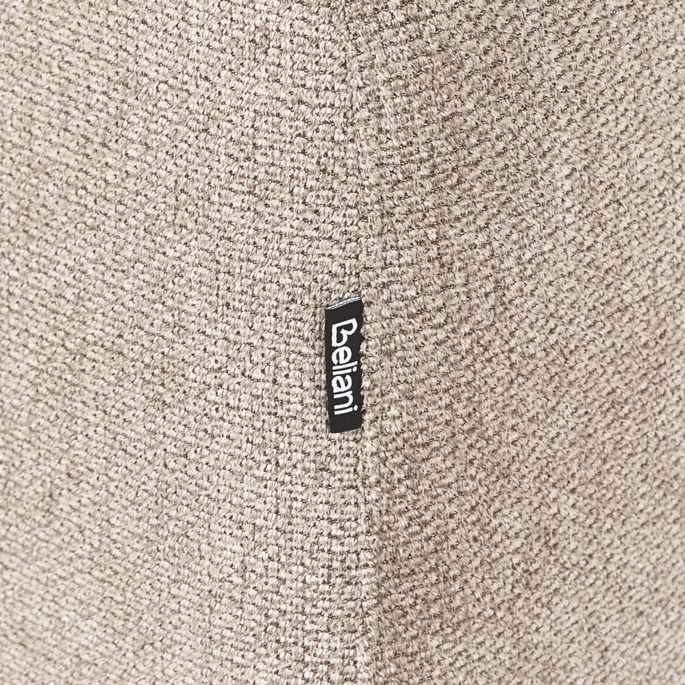 Pouf tortora rettangolare con gambe in legno di gomma verniciato marrone stile minimalista