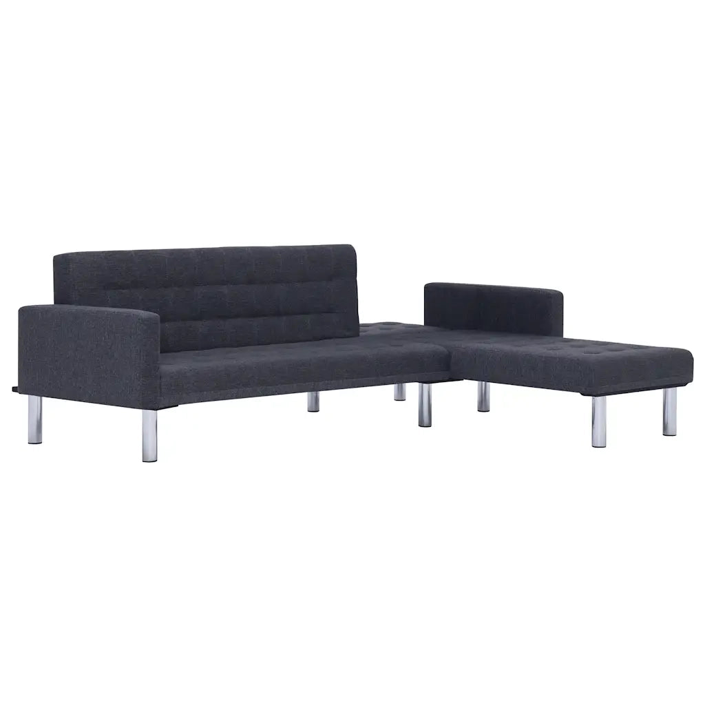 Divano letto a L grigio scuro in poliestere 282304