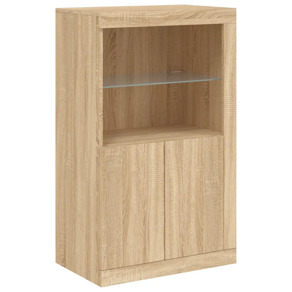 Credenza | Madia | Buffet da pranzo | Armadio da pranzo con Luci LED Rovere Sonoma 181,5x37x100 cm