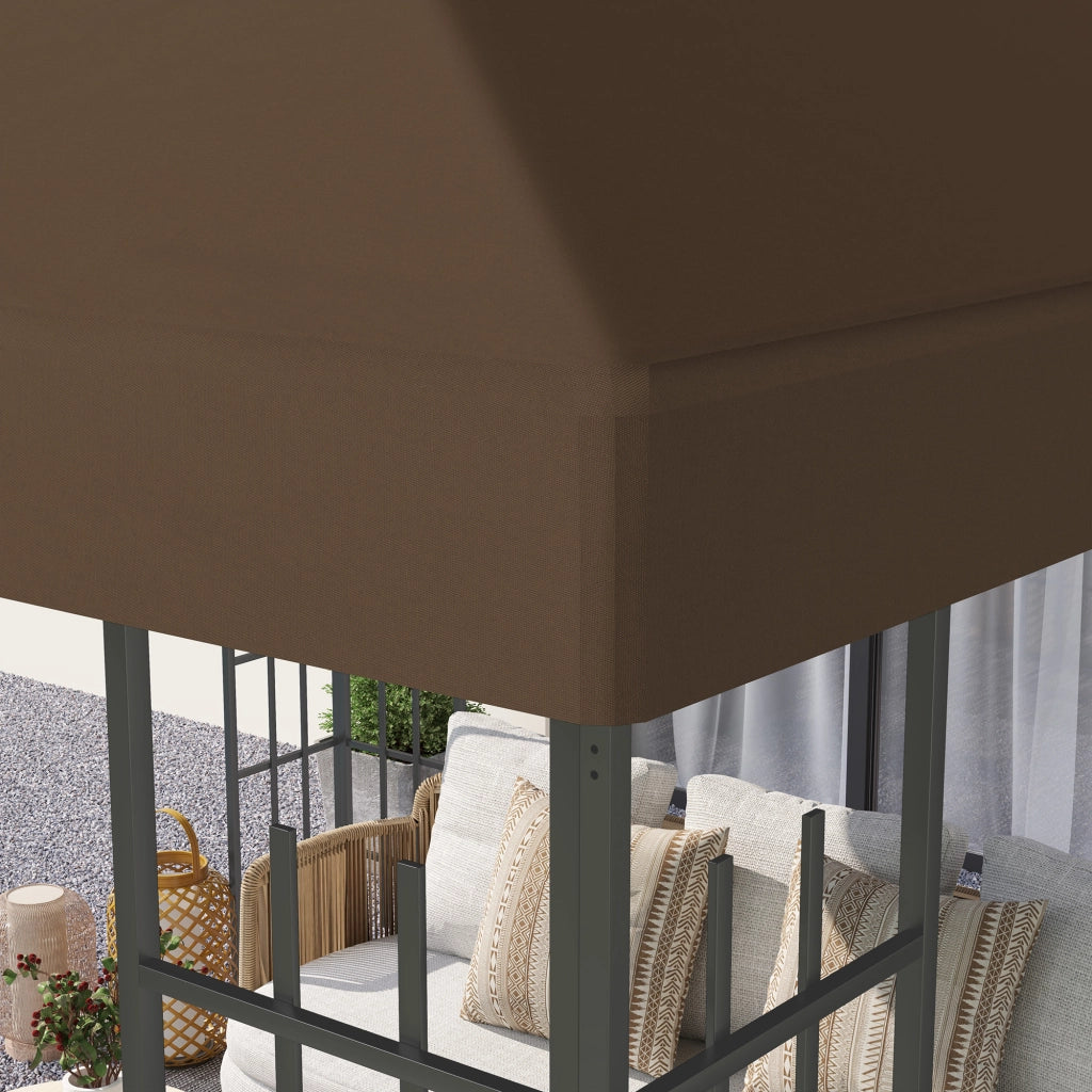 Copertura per Gazebo da Giardino 3x3 m ¨C zephmum ¨C Tessuto Oxford 600D, Marrone