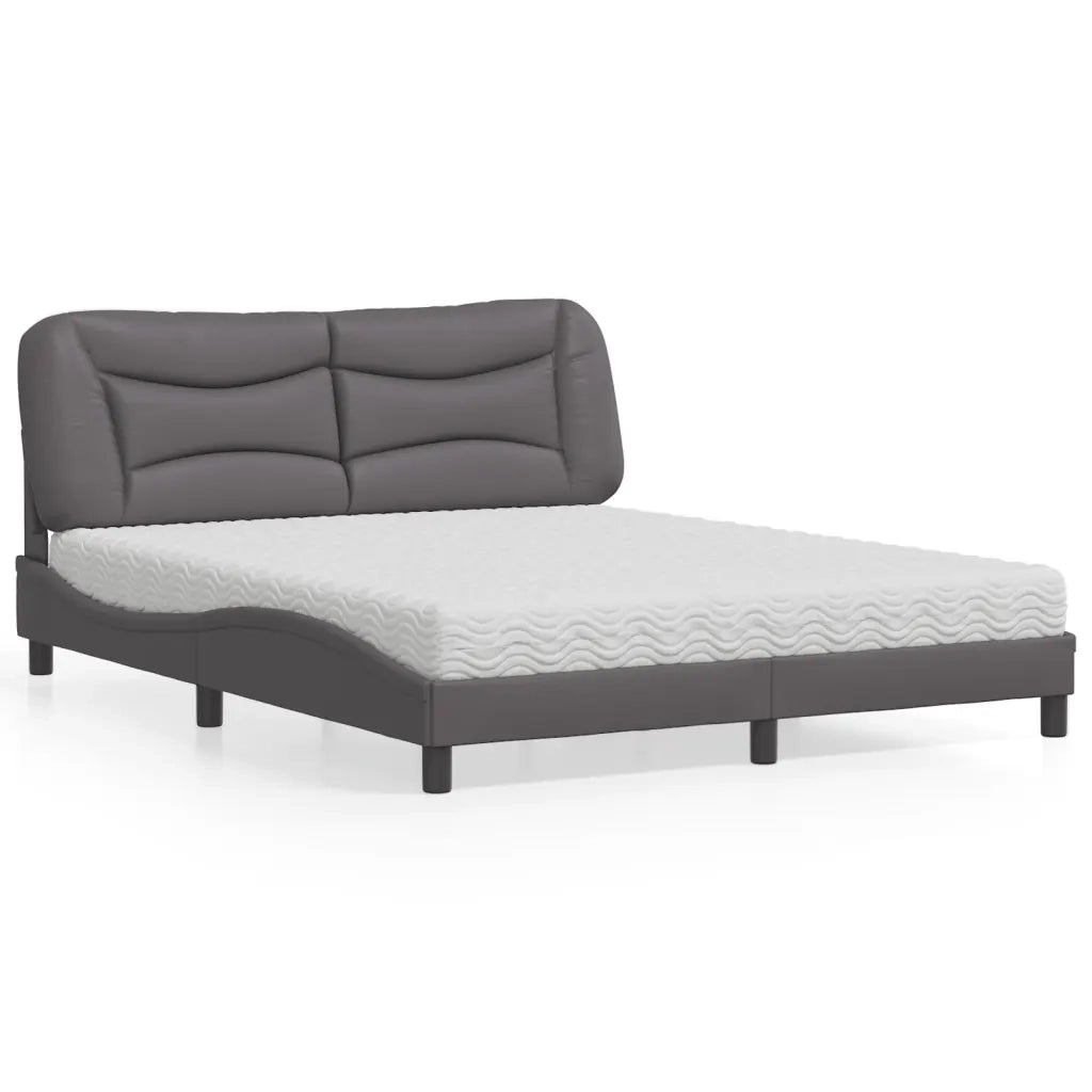 Letto con Materasso Hvar Grigio 160x200 cm in Similpelle 3208734