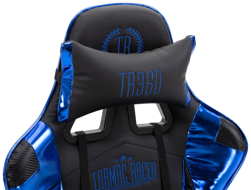 Sedia gaming ufficio Turbo Nero/blu,Finta pelle (metallizzata)