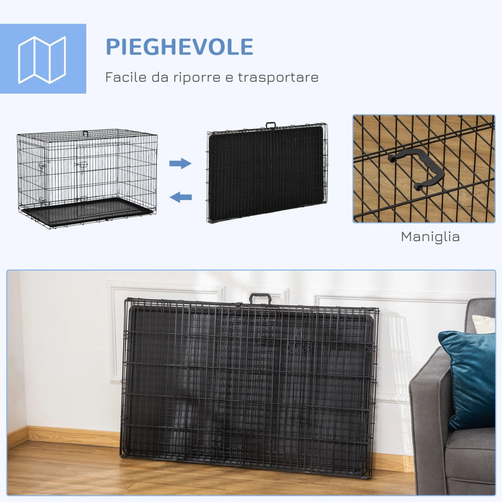 Gabbia per Animali Domestici Pieghevole ¨C zephmum ¨C Acciaio 121x77x82 cm