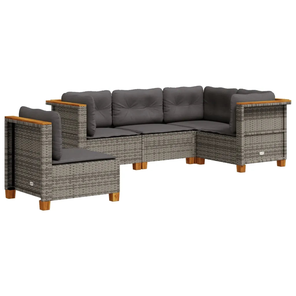 Set Divano da Giardino 5 pz con Cuscini Grigio in Polyrattan 3261834