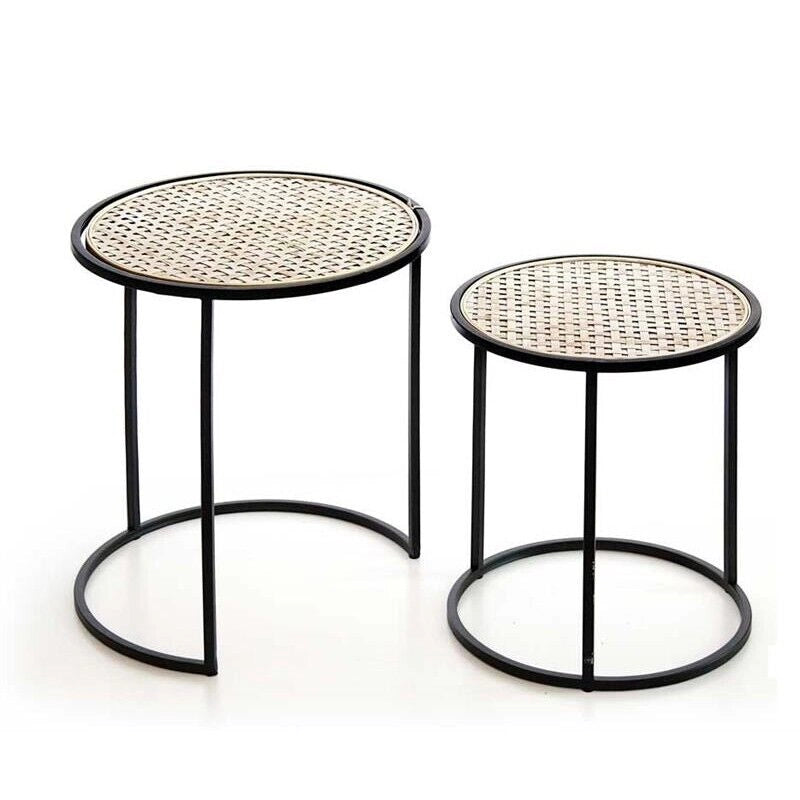 CARAIBI SET DA 2 TAVOLINI TONDI DA ARREDO 43 X H50 CM /38 X 43 CM