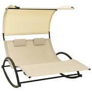 Lettino Prendisole Doppio con Baldacchino in Textilene Crema cod mxl 17659