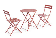 Set 3 Pezzi Bistrot da Giardino con Tavolo e 2 Sedie in Acciaio Verniciato Austin Terracotta