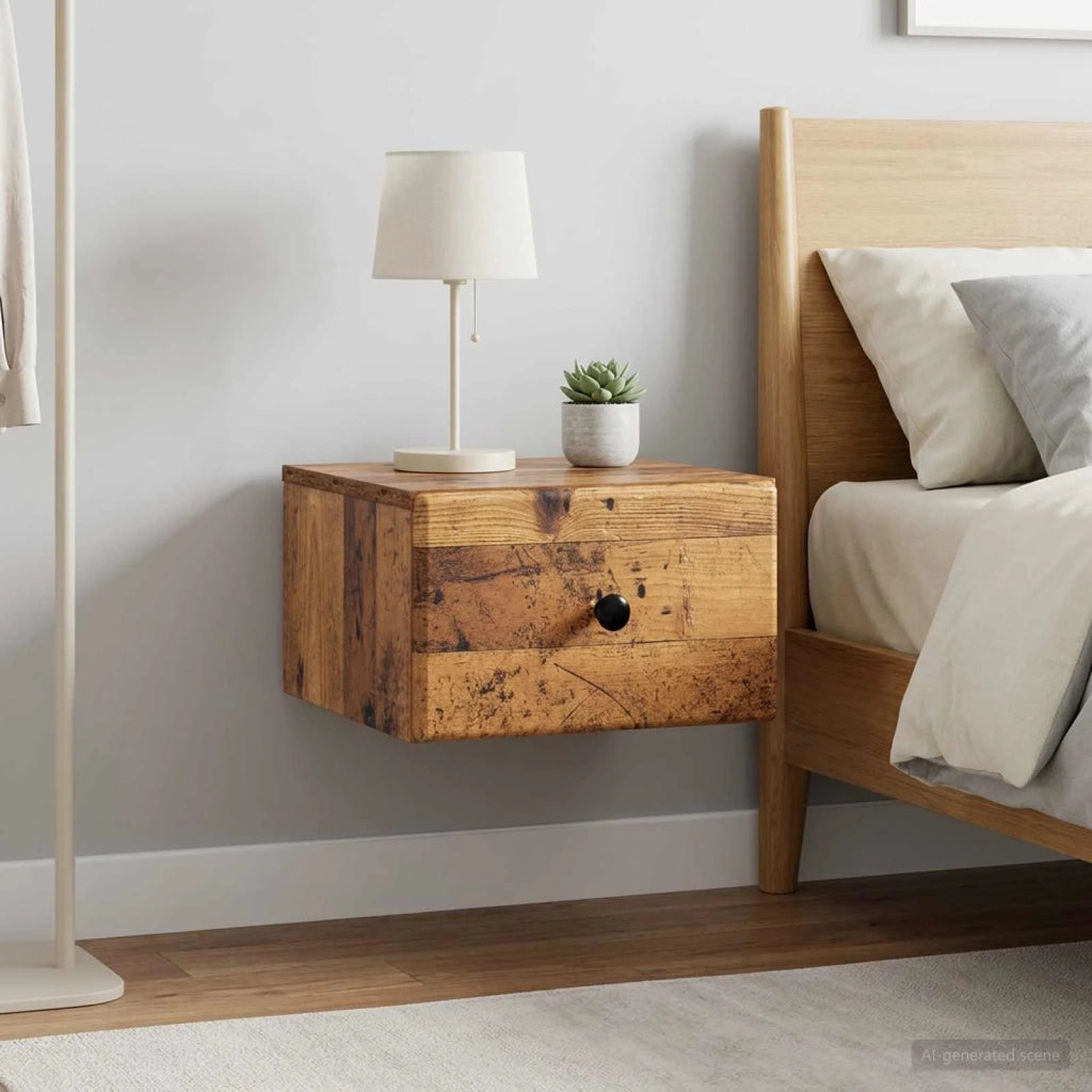 Mobiletto da notte a muro 2 pcs Legno antico 34,5 x 33 x 20 cm 899122