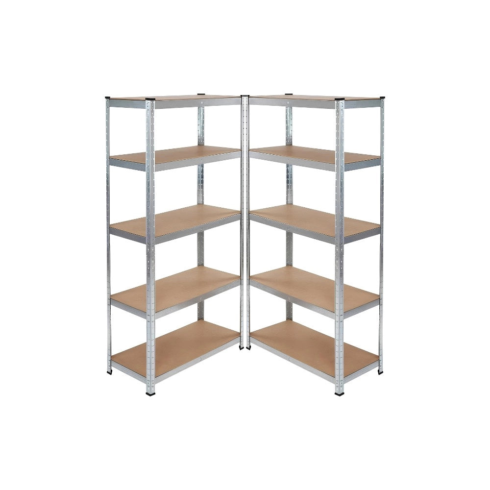 KIT 2 Scaffale in MDF Zincato 5 ripiani: 90x40x180Cm portata 875Kg 175Kg ripiano