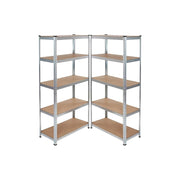 KIT 2 Scaffale in MDF Zincato 5 ripiani: 90x40x180Cm portata 875Kg 175Kg ripiano