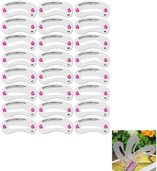 Wenkbrauwsjabloni in Silicone 24 Stuks - Dimensione 10 x 5 cm - Herbruikbaar - Per Make-up Styling
