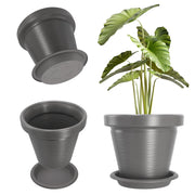 Vaso da giardino KADAX per fiori, con coperchio e supporto, grande, grigio, 55 cm