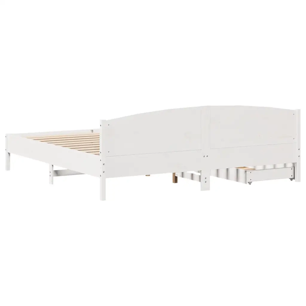 Letto matrimoniale | Letto per adulti | Giroletto senza Materasso Bianco 200x200 cm Legno Massello Pino