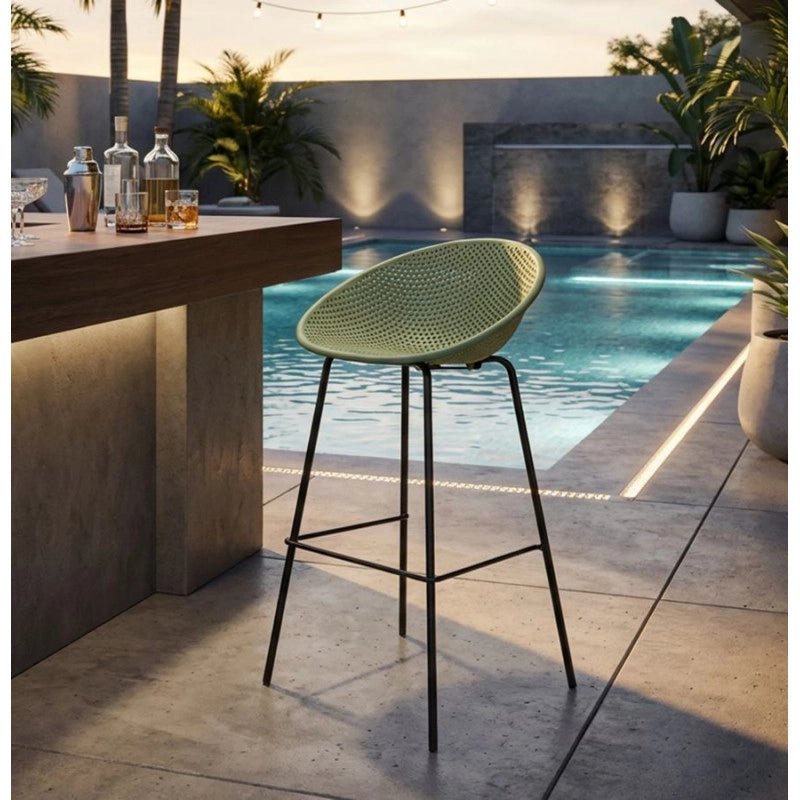 Sgabello Bar Ibiza Verde Set 2 Pz cm 50x50x98 (altezza Seduta cm 75)