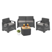 Salottino Outdoor Triulzi, set Salotto da Esterno 4 Posti Made in Italy, Grigio Antracite