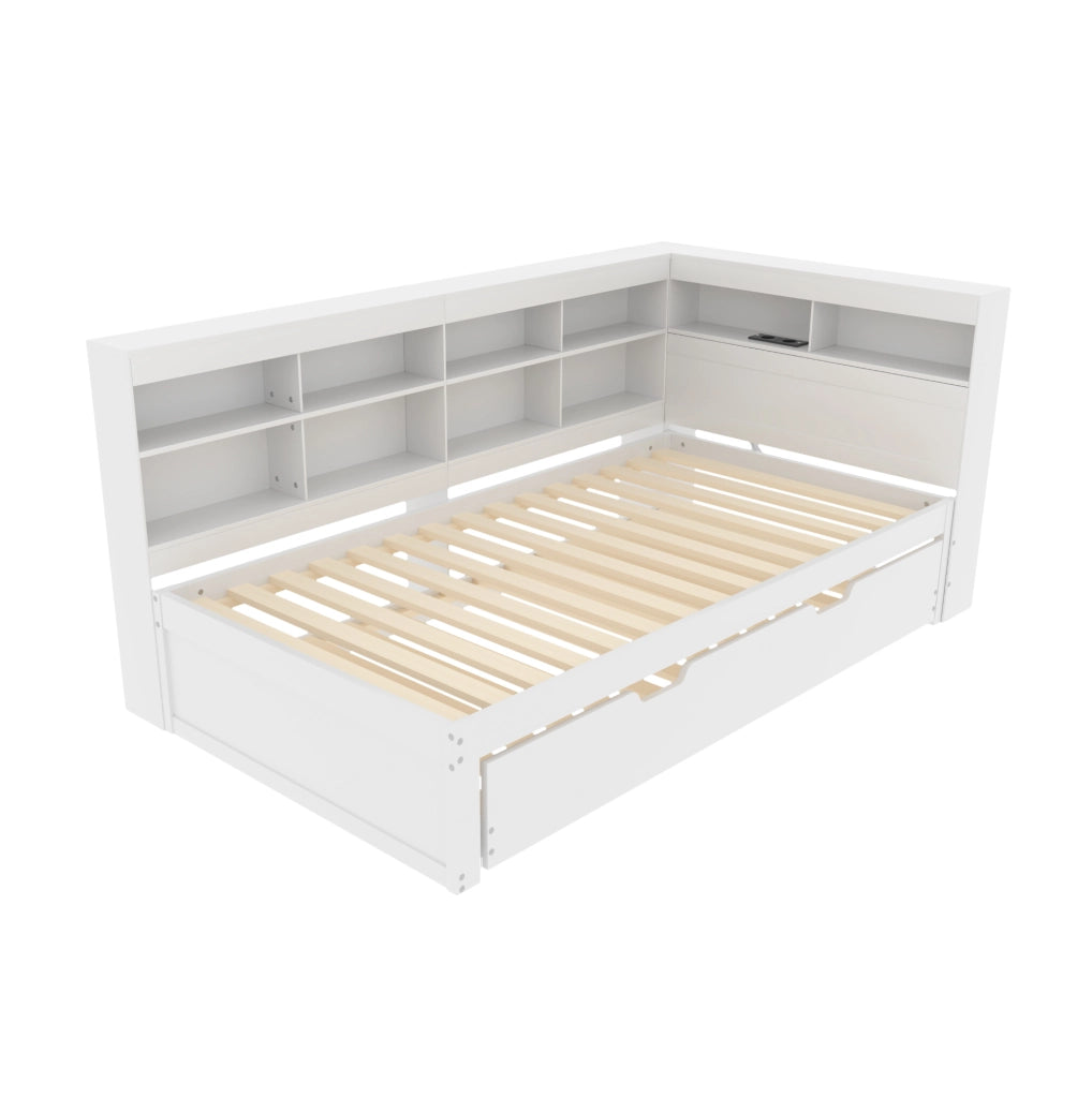 Letto estraibile 90x200 cm con USB e vani contenitore