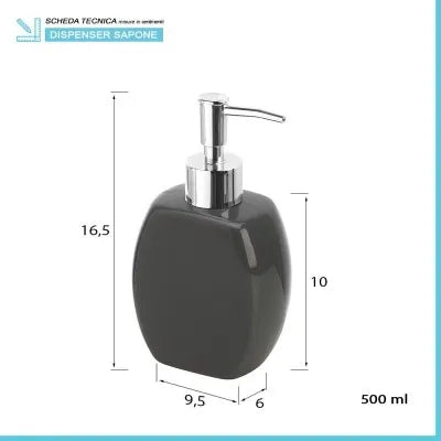 Dispenser sapone liquido da appoggio ceramica grigio
