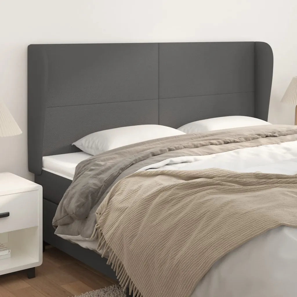 Testiera | Testata ad Orecchio Grigio 163x23x118/128cm in Similpelle