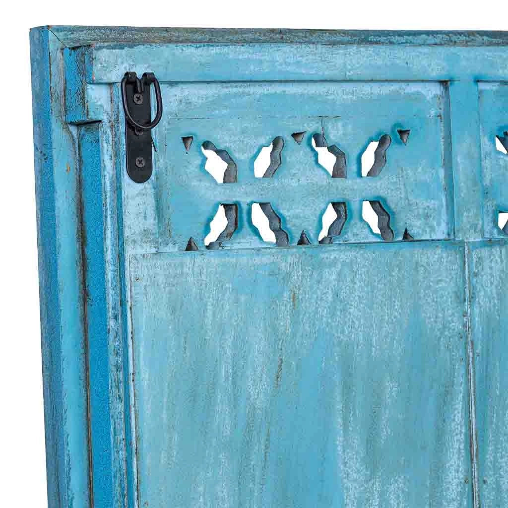 Specchio in legno blu 93x7x63 cm