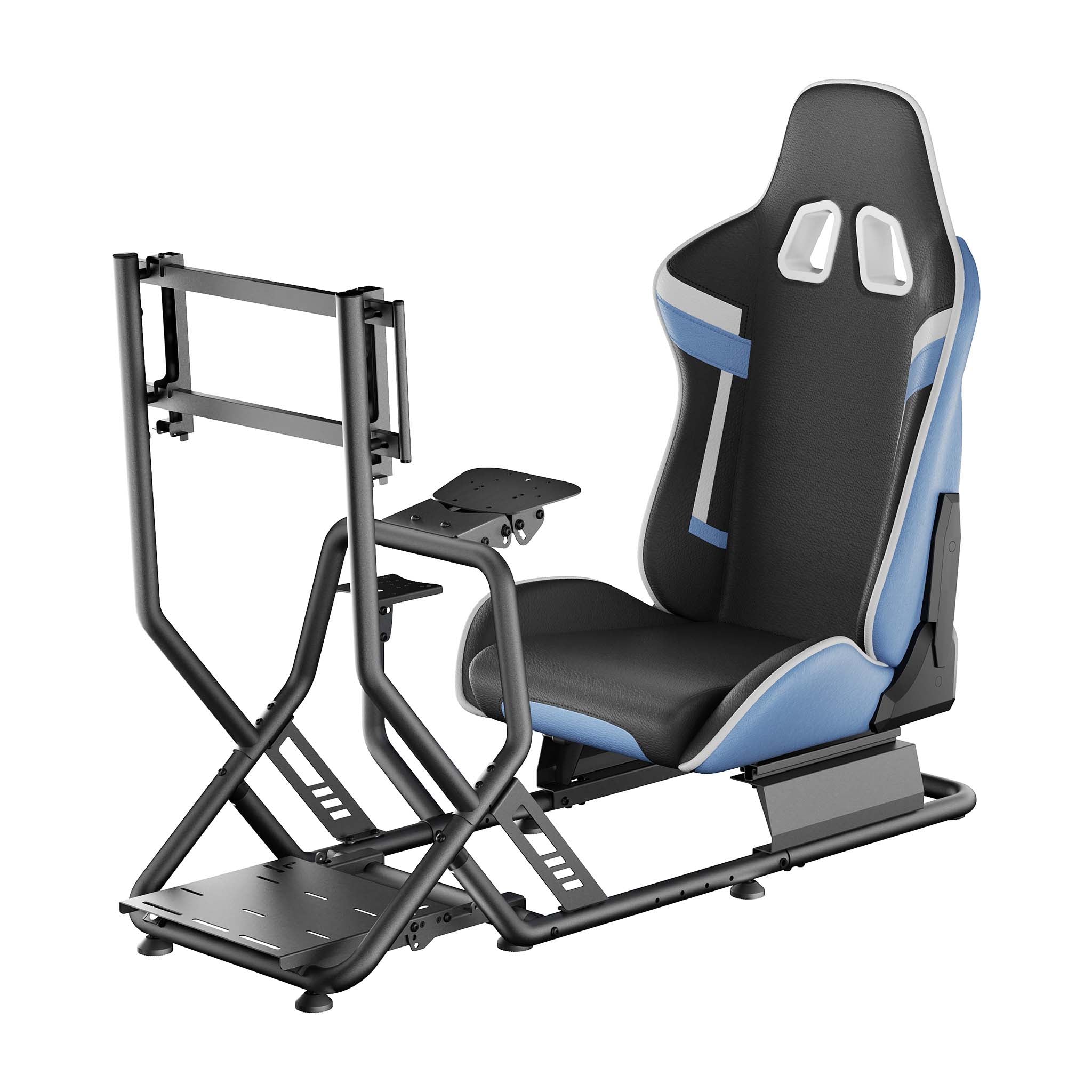 Postazione simulatore di guida 71 x 136 x 108 cm, con cockpit, reggi monitor e sedia gaming con portata max 100 kg, fissaggi per volante, leva del cambio e pedali