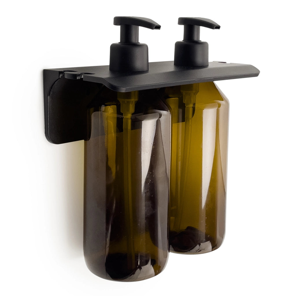 GROUPER P.DISPENSER DOPPIO NERO MATT C/BOTTIGLIE AMBRA - GEDY