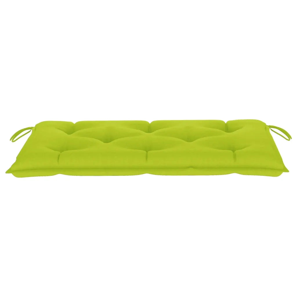 Panca da Giardino con Cuscino Verde Brillante 112 cm Legno Teak