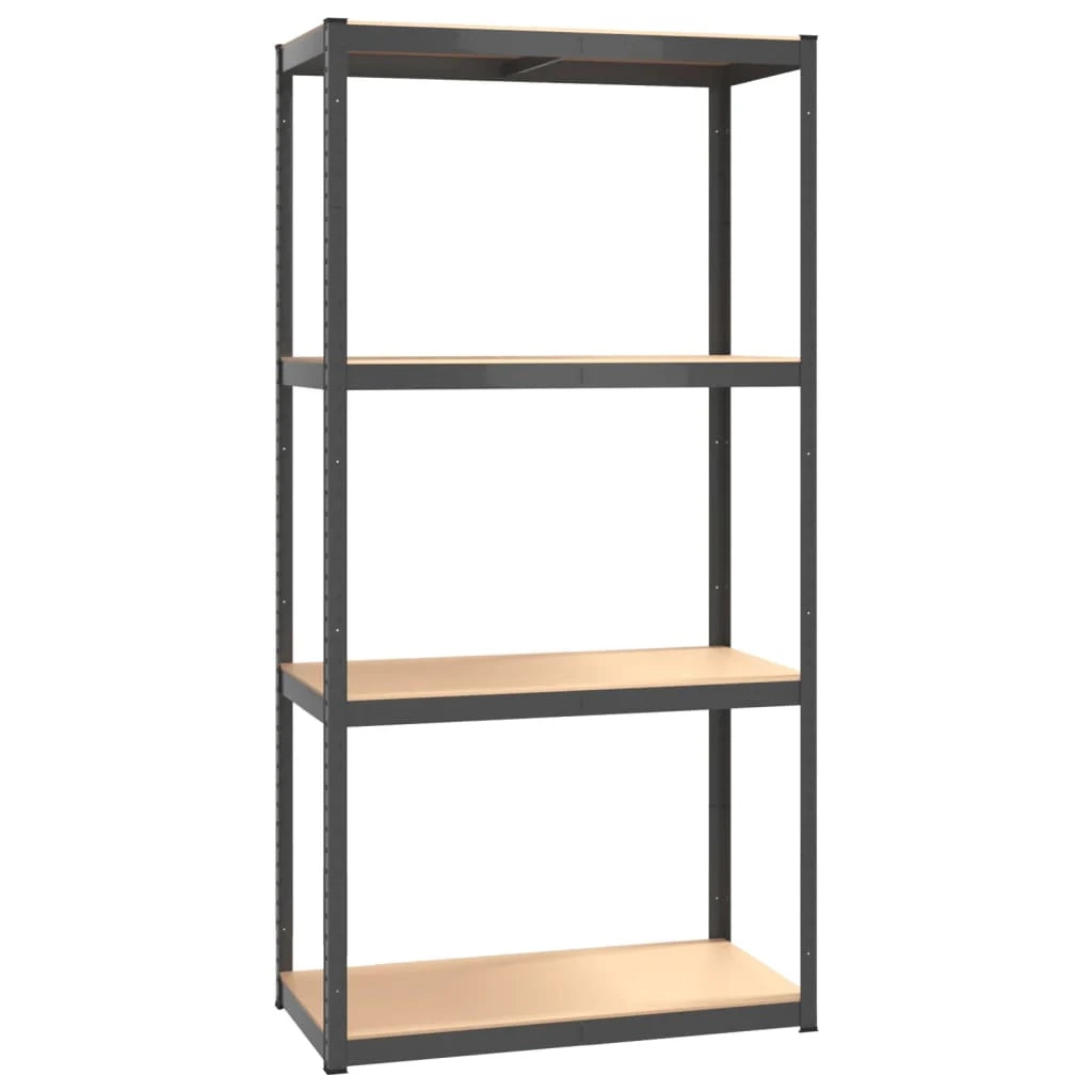 Set di 2 ripiani per mobili contenitori a 4 livelli in acciaio e legno ingegnerizzato antracite 02_0045747