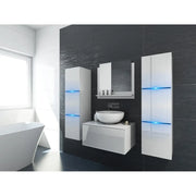 Set di mobili da bagno bianchi collezione OWL. 2 colonne, mobile sotto lavabo, specchio.
