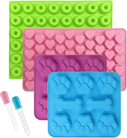 Tavolozze per cani - 4 pezzi - Forme in silicone - Pattini per cani - Biscotti al cioccolato - Cubetti di ghiaccio - Gel - Inclusi i pennelli per applicazione.