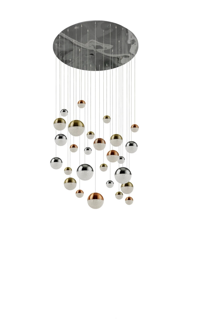 Plafoniera Contemp Pianeti Acciaio Cromo Policarbonato Ottone Led 204W 4000K