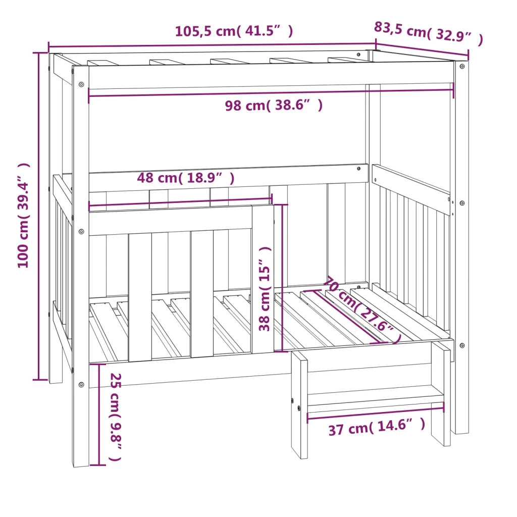 Cuccia per Cani Bianca 105,5x83,5x100 cm Legno Massello di Pino