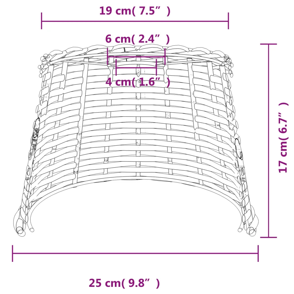 Paralume da Soffitto Marrone ?25x17 cm in Vimini CFW8983380