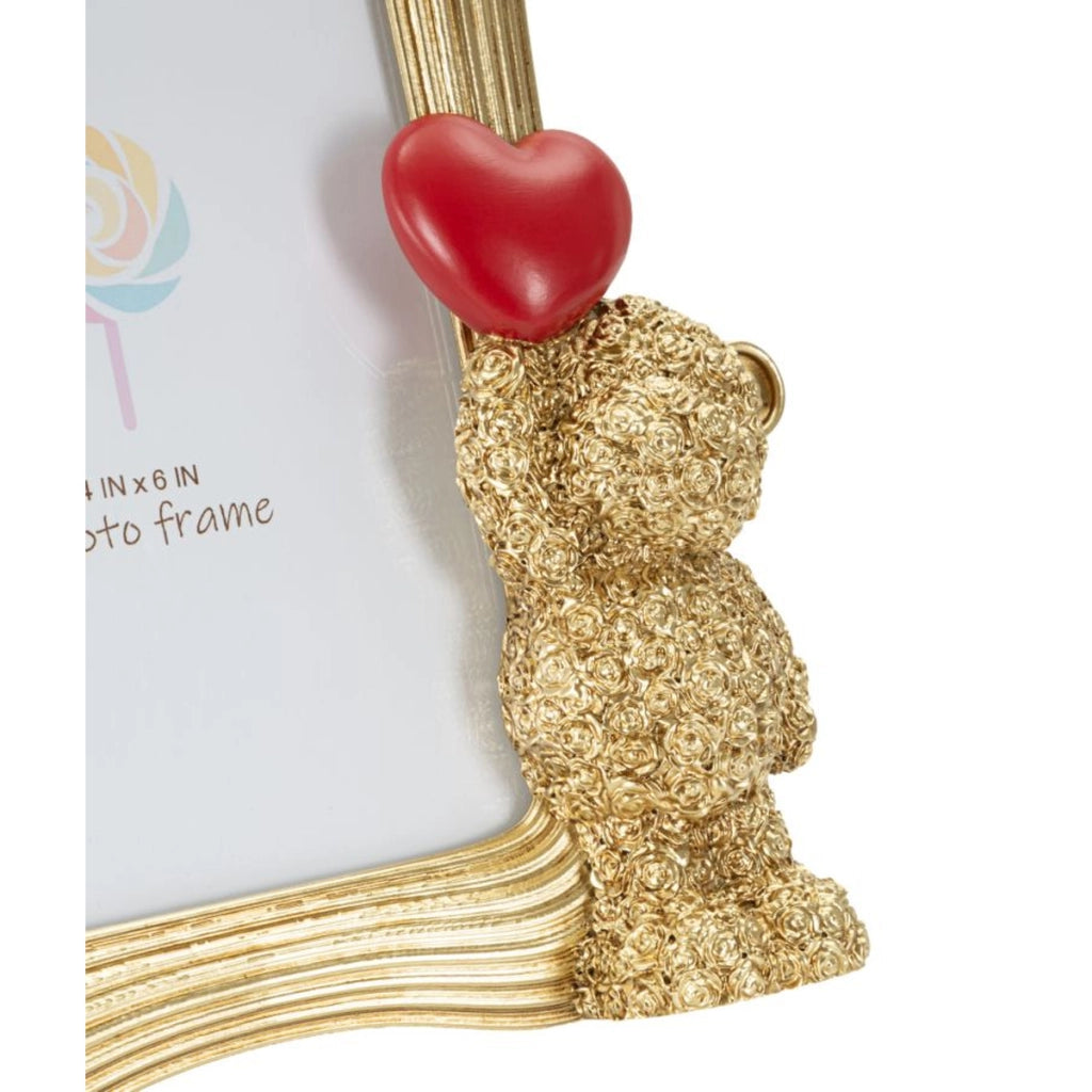 Cornice portafoto Glam in poliresina oro con orsetto