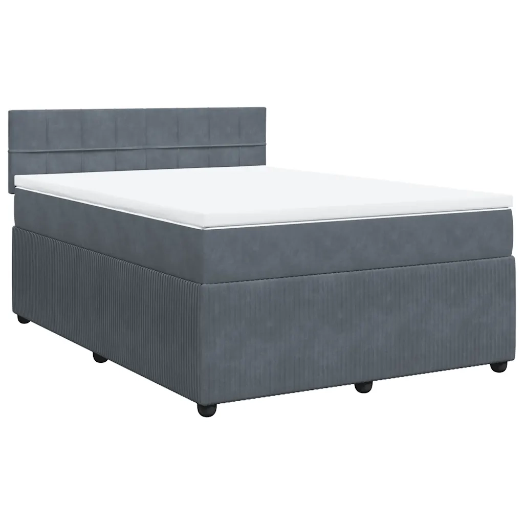 Giroletto a Molle con Materasso Grigio Scuro 160x200 cm Velluto