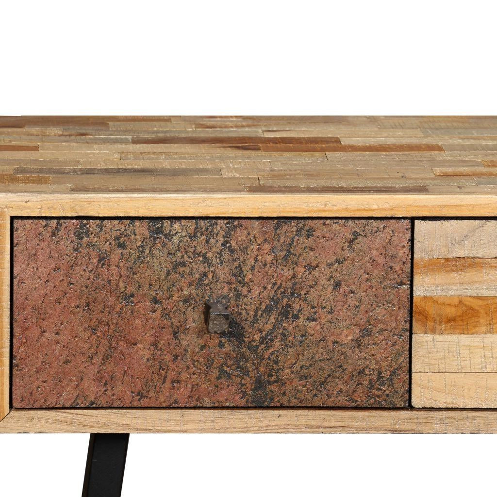 Consolle portaoggetti in teak massiccio di recupero 120 x 30 x 76 cm marrone 4402037