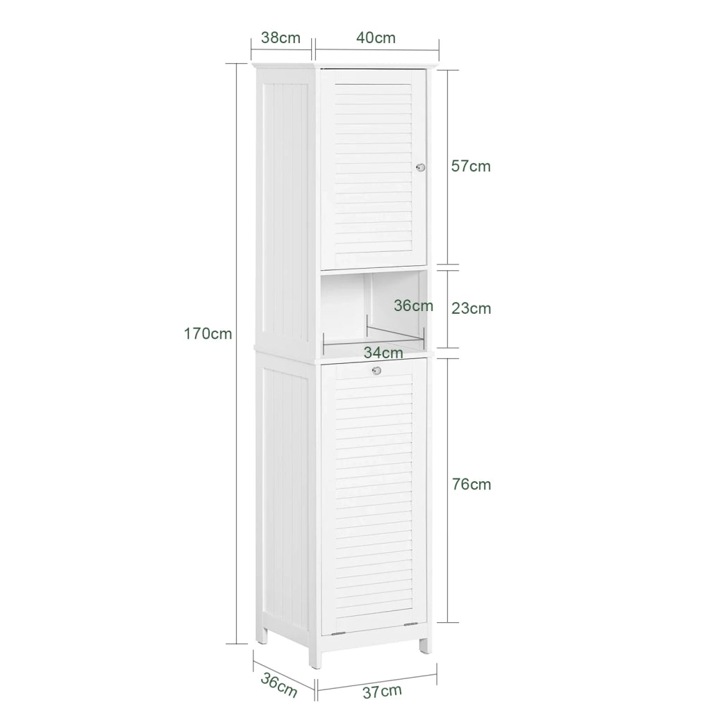 Mobile A Colonna Bagno Salvaspazio Mobile Alto Con Borsa Portabiancheria Pieghevole Bianco L40xP38xA170 Cm BZR124-W