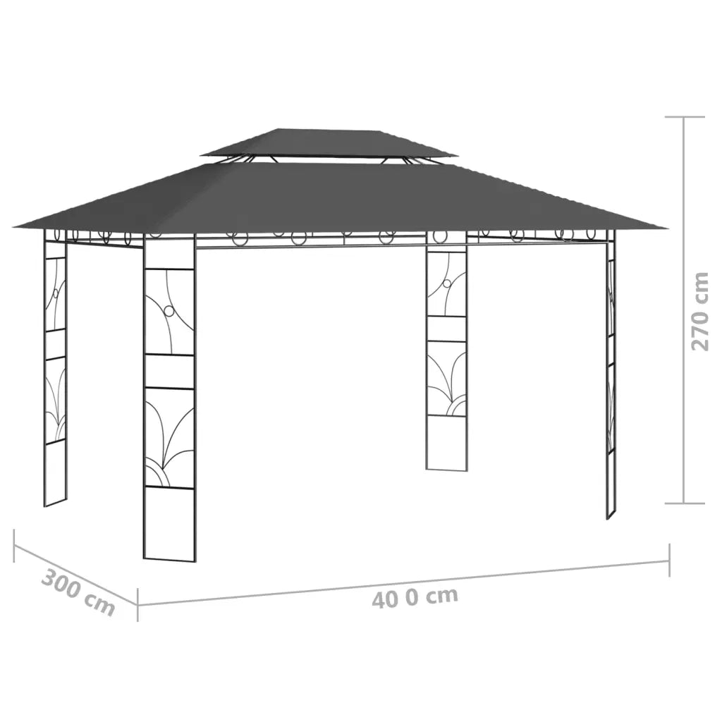 Gazebo 4x3x2,7 m Antracite 160 g/m² 313917