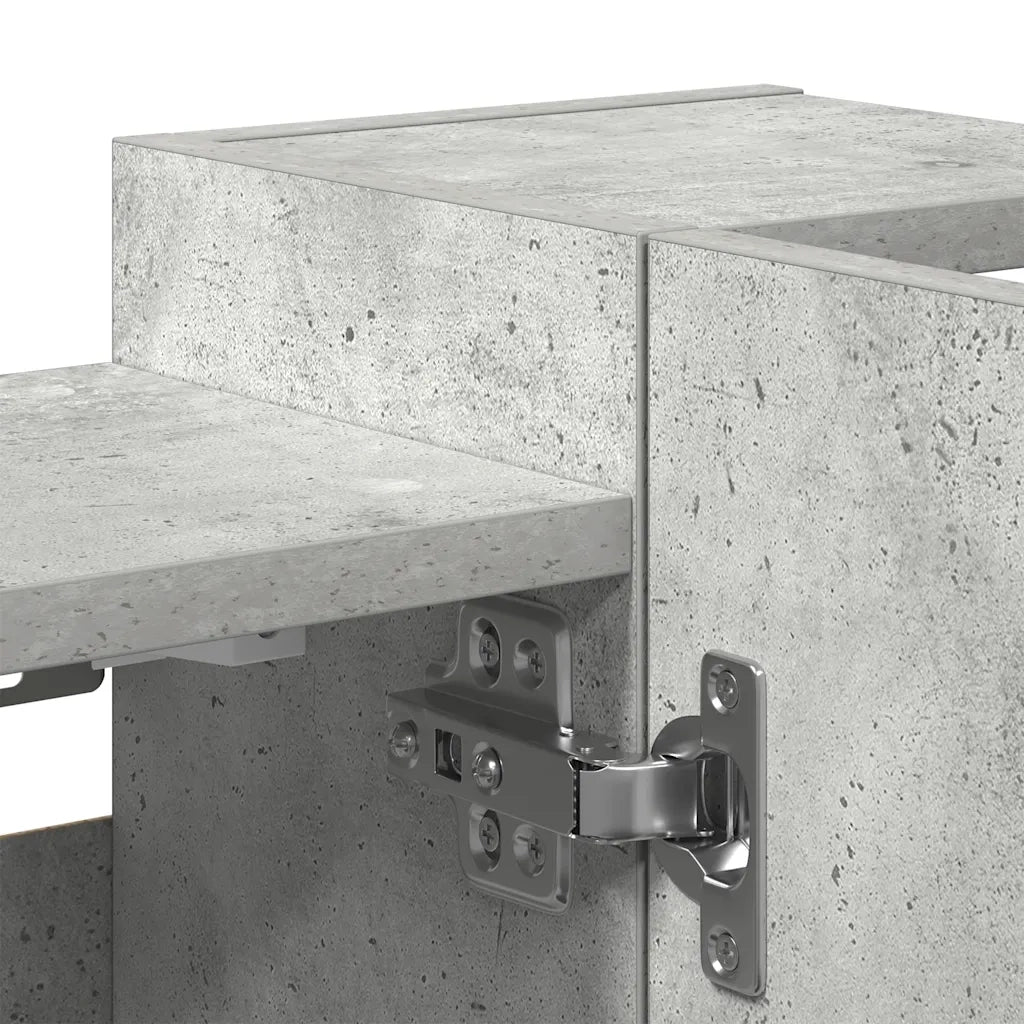 Mobiletto a specchio moderno per bagno 80 x 20,5 x 64 cm ampio spazio contenitivo realizzato in truciolato grigio cemento 02_0050719