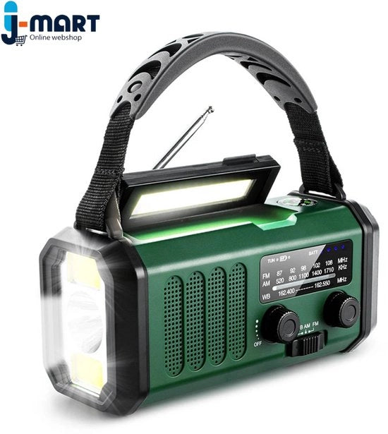 Radio Solare Portatile con Lampada - Radio di Emergenza - Riscaldabile - Batteria 10.000mAh - Powerbank - Dimensioni 16 x 6 x 8.5 cm