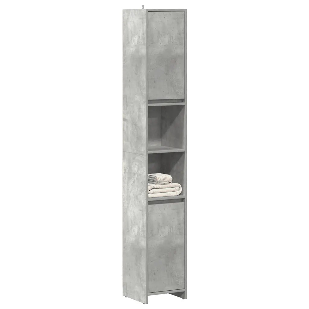 Mobile da Bagno | Armadio da bagno Grigio Cemento 30x30x183,5 cm Legno Multistrato