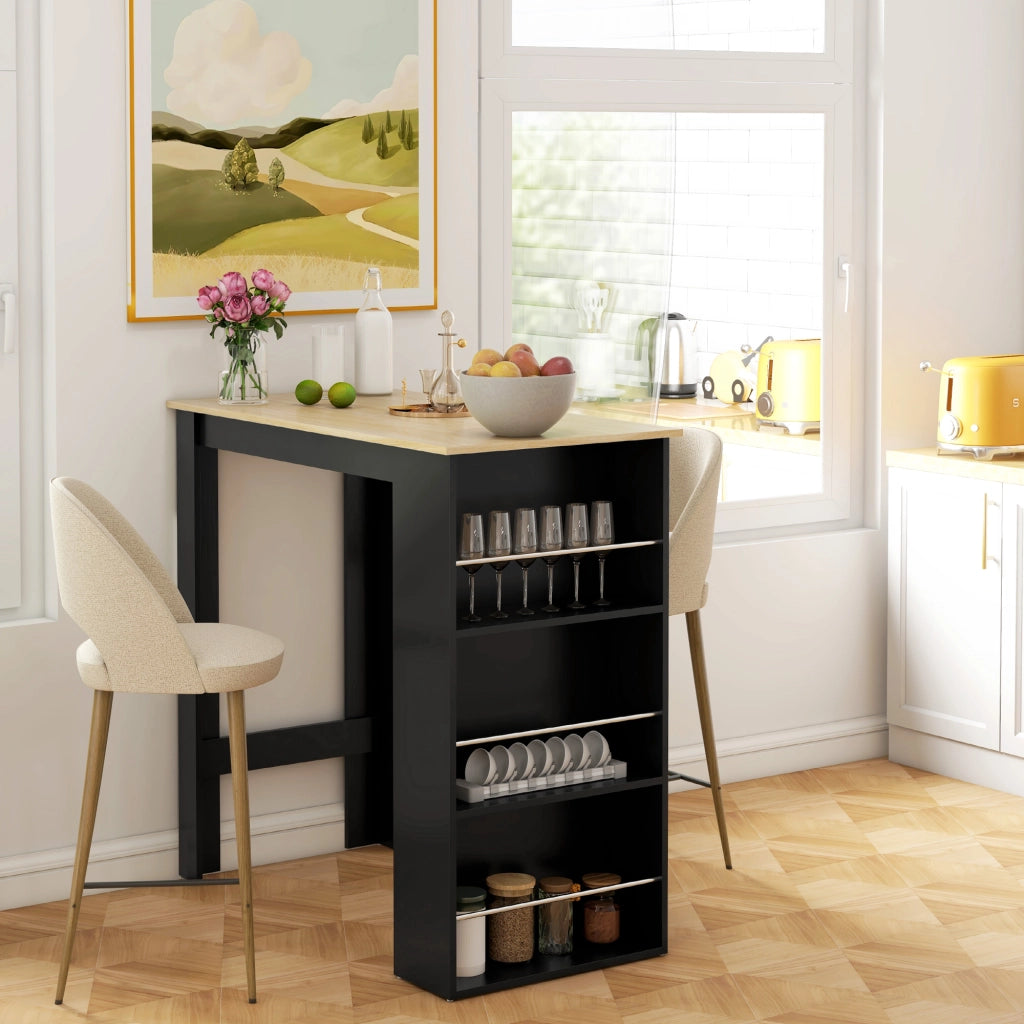 Tavolo da bar ¨C zephmum ¨C nero e naturale 112x57x106 cm