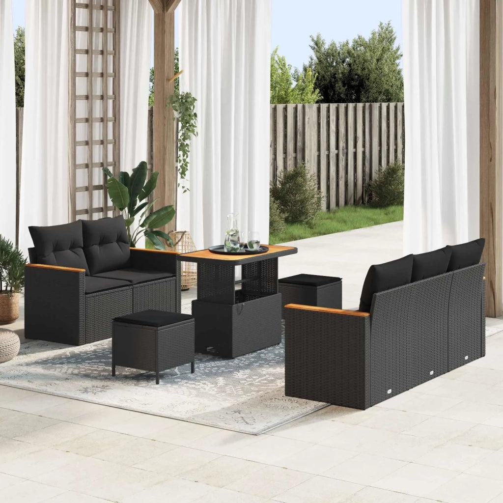 Set Divano da Giardino 8 pcs Nero polyrattan 3362989