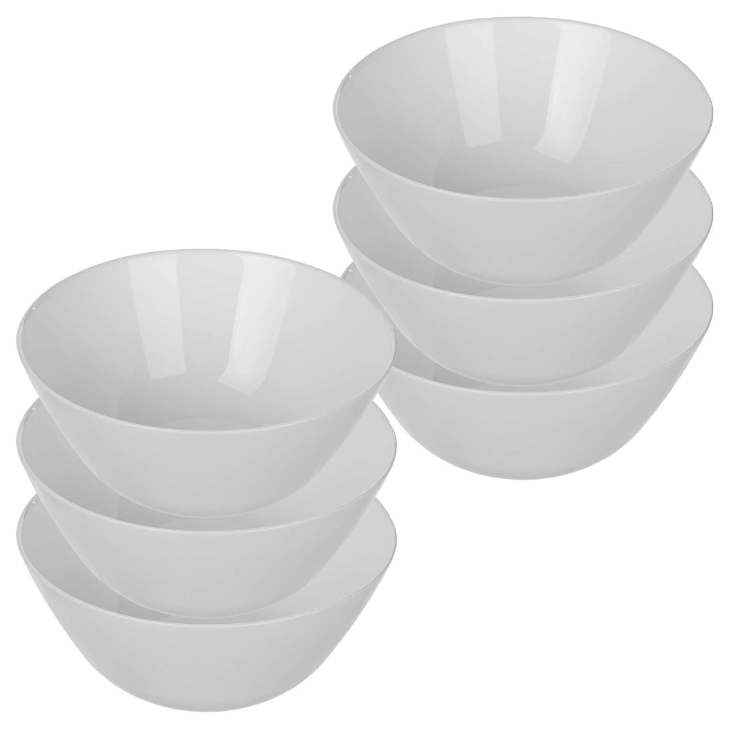 Set di 6 ciotole in vetro KADAX da 18 cm per insalata, zuppa e snack, colore bianco.