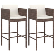 Sgabelli da Bar con Cuscini 2 pz Marroni in Polyrattan CFW3873305