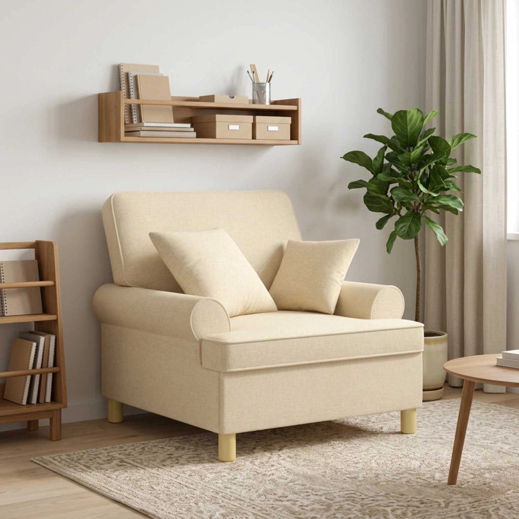 Poltrona XL con Cuscini Crema Tessuto 42043490