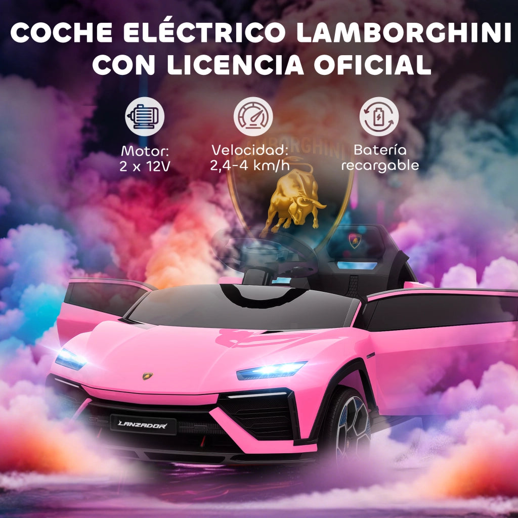 Auto Bambini Lamborghini Elettrica 12V ¨C zephmum ¨C Rosa con Telecomando