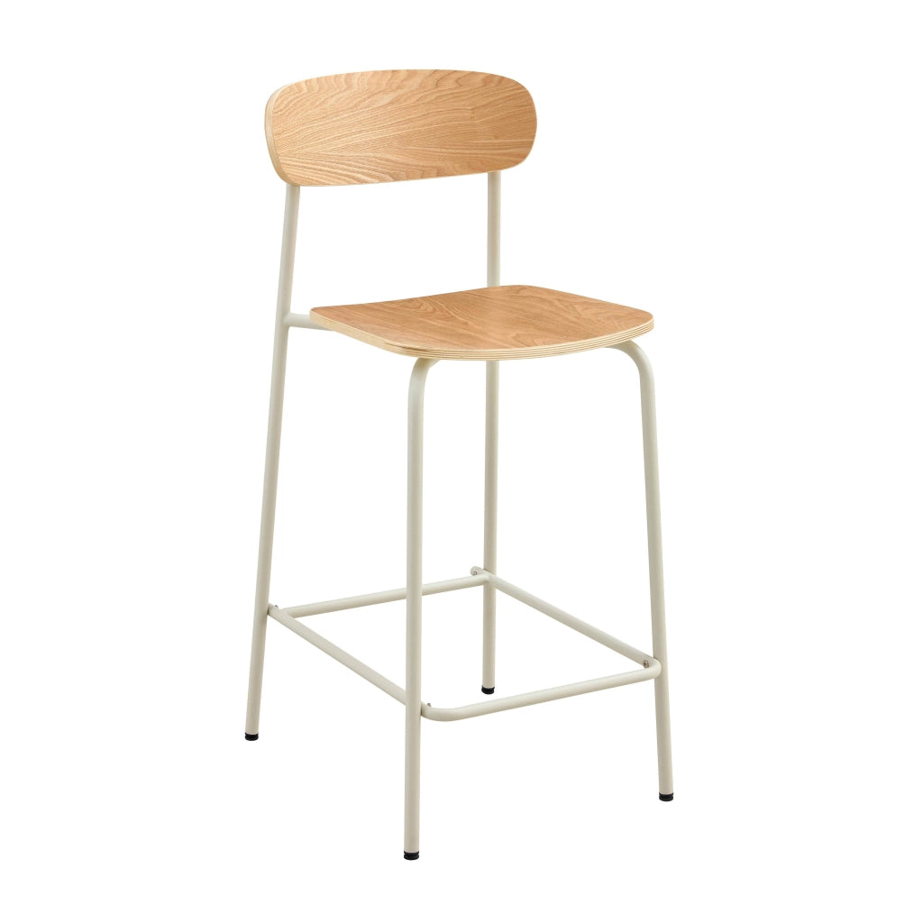 Set di 2 seggioloni in metallo e legno beige