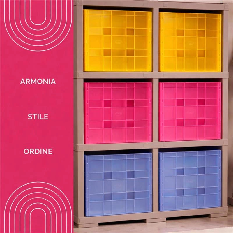 SCAFFALE 2 MODULI TALPA 79X41X125 CM CON 6 CONTENITORI CUBO A SCORRIMENTO – LIBRERIA ORGANIZZATORE VERTICALE PER CAMERETTA E ZONA STUDIO