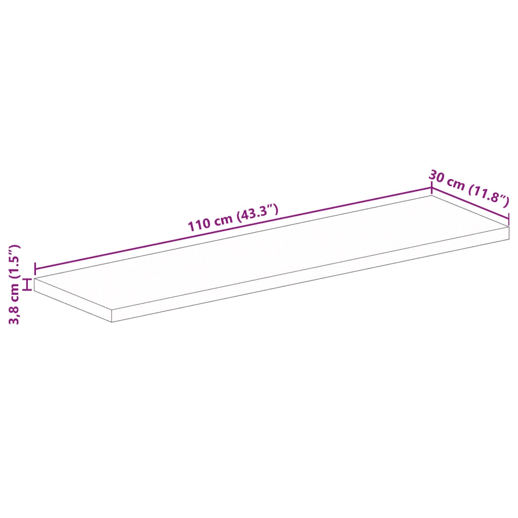 vidaXL Piano per Tavolo 110x30x3,8cm Rettangolare Legno Massello Mango